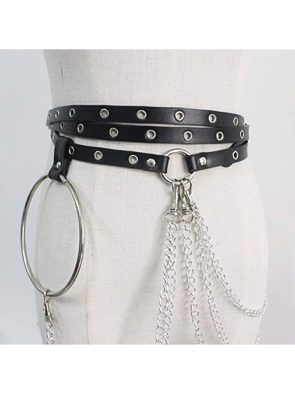 BELLY Waist Chain Belt Leather Body Harness Jewelry Cosplay Dominatrix BDSM NWT - Picture 2 of 4